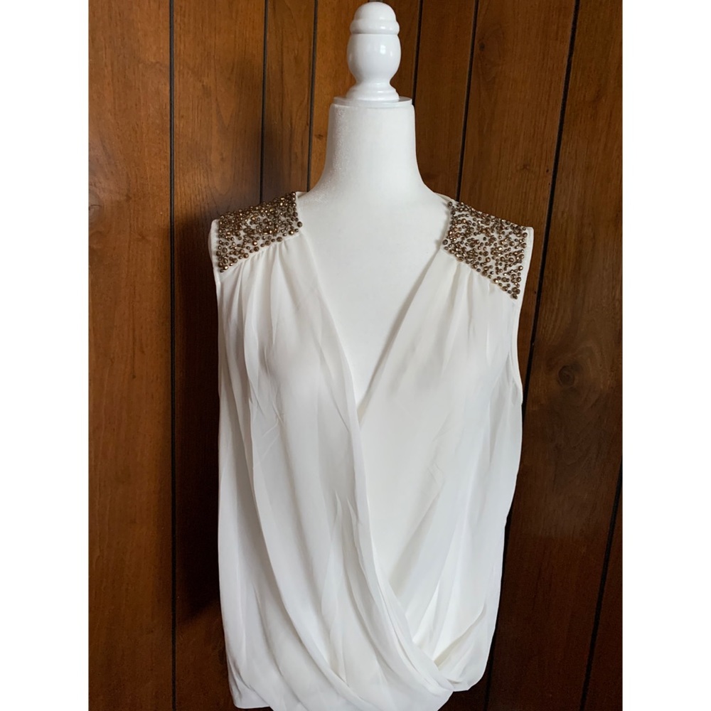 Cream cross front blouse